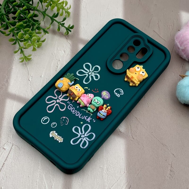 قاب گوشی Redmi Note 8 Pro شیائومی سیلیکونی Solid Case اورجینال خانواده پاتریک و باب اسفنجی سبز محافظ لنز دار کد 92472 - Image 2