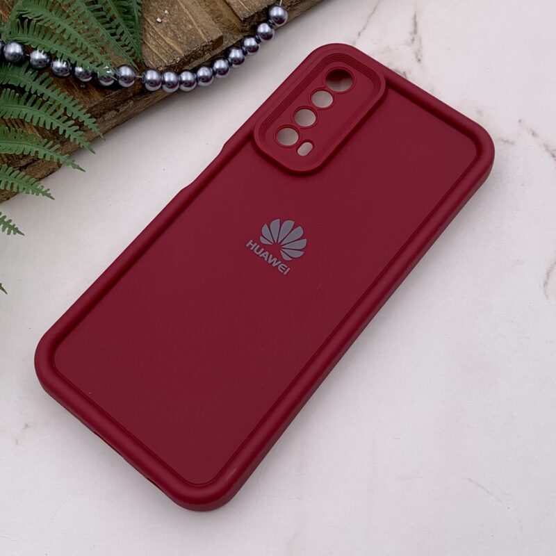 قاب گوشی Huawei Y7A هوآوی سیلیکونی اورجینال Solid Case لوگو دار ضد ضربه محافظ لنز دار زرشکی کد 99951 - Image 2