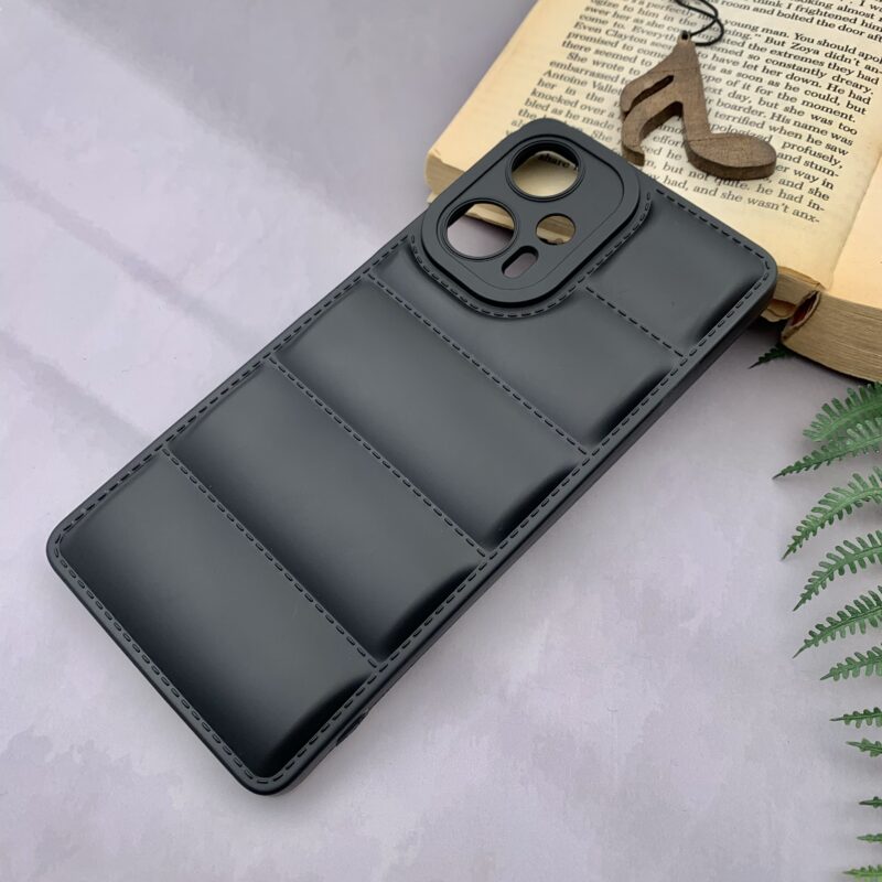 قاب گوشی Poco F5 شیائومی سیلیکونی پافری برجسته محافظ لنز دار مشکی کد 70019 - Image 2