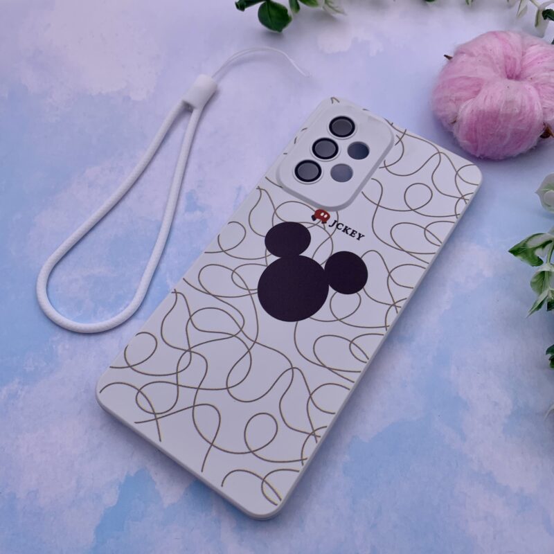 قاب گوشی Galaxy A53 سامسونگ سیلیکونی بند آویز دار محافظ لنز دار شیشه ای میکی موس کد 16107 - Image 2