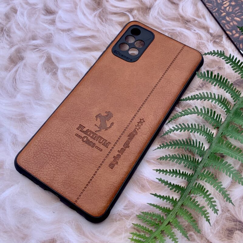 قاب گوشی Galaxy A51 سامسونگ چرمی ژله ای طرح PLATINUM ایربگ دار عسلی کد 21678 - Image 2