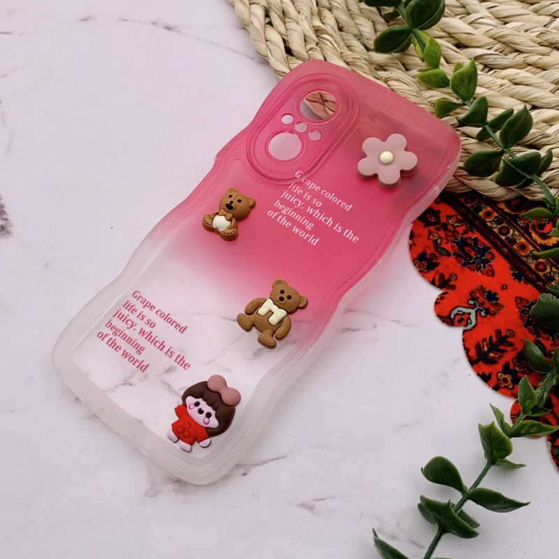 قاب گوشی Huawei Nova 9 SE هوآوی سیلیکونی عروسکی برجسته سه بعدی بالشتی محافظ لنز دار سرخابی کد 22927 - Image 2