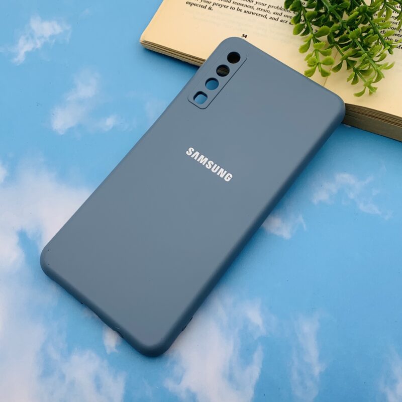 قاب گوشی (Galaxy A7 2018 (A750 سامسونگ سیلیکونی های کپی طرح ساده آبی فیلی محافظ لنز دار کد 23498 - Image 2