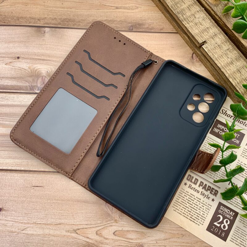 کیف گوشی Galaxy A73 سامسونگ چرم مگنتی جاکارتی بند آویز دار محافظ لنز دار قهوه ای کد 25138 - Image 3