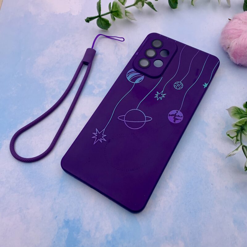 قاب گوشی Galaxy A73 سامسونگ سیلیکونی بند آویز دار محافظ لنز دار شیشه ای ماه و ستاره کد 26665 - Image 2