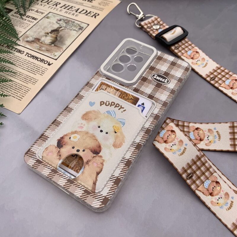 قاب گوشی Galaxy A53 سامسونگ ژله ای جاکارتی بند آویز دار گردنی ایربگ دار ضد ضربه Puppy Dog کد 28416 - Image 2