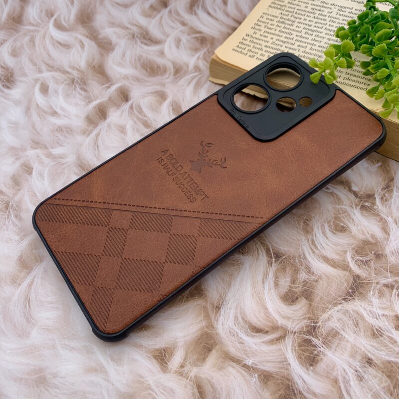 قاب گوشی Redmi 13C / Poco C65 شیائومی چرمی ژله ای طرح گوزنی DEER محافظ لنز دار ایربگ دار قهوه ای کد 40425 - Image 2