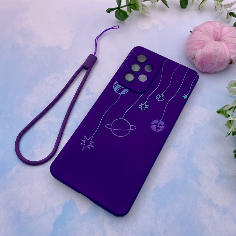 قاب گوشی Galaxy A53 سامسونگ سیلیکونی بند آویز دار محافظ لنز دار شیشه ای ماه و ستاره کد 42815 - Image 2