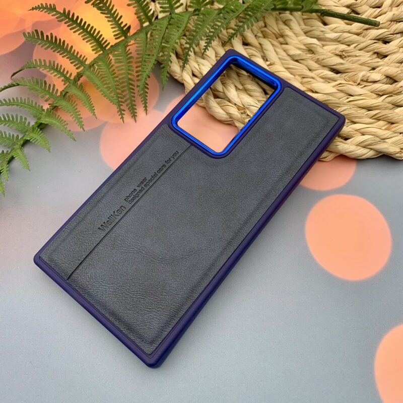 قاب گوشی Galaxy S24 Ultra سامسونگ چرمی اورجینال دور سیلیکونی Weiiken متال سرمه ای کد 47396 - Image 2