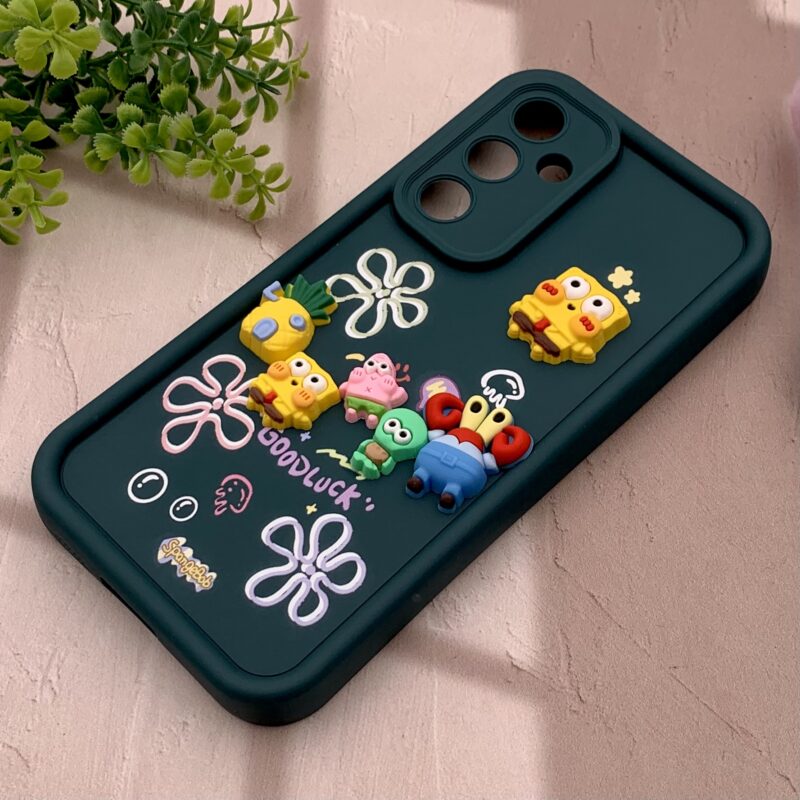 قاب گوشی Galaxy S23 FE سامسونگ سیلیکونی Solid Case اورجینال خانواده پاتریک و باب اسفنجی سبز محافظ لنز دار کد 49465 - Image 2