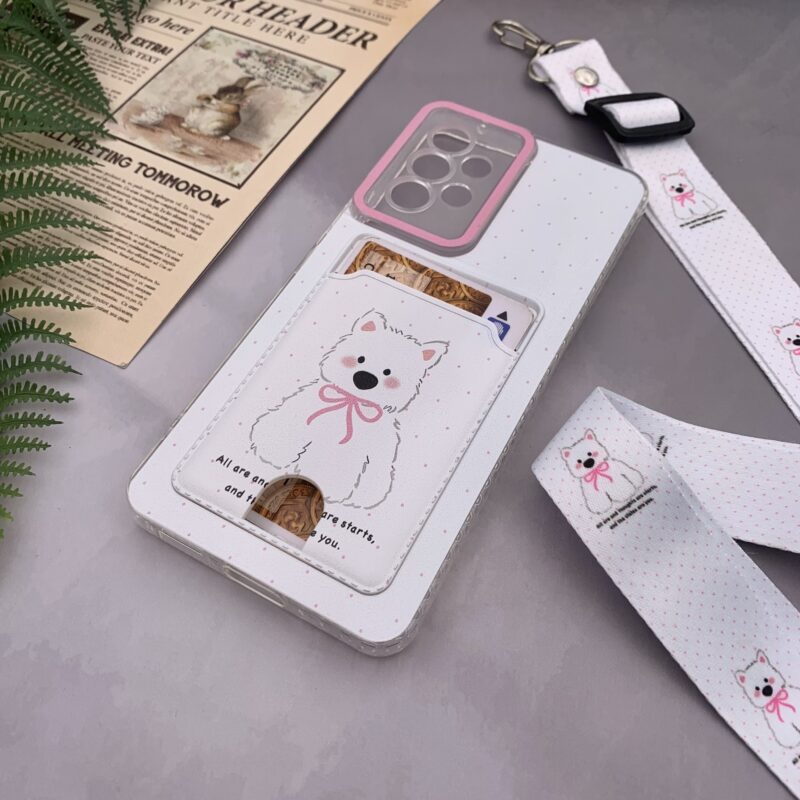 قاب گوشی Galaxy A53 سامسونگ ژله ای جاکارتی بند آویز دار گردنی ایربگ دار ضد ضربه White Dog کد 50144 - Image 2