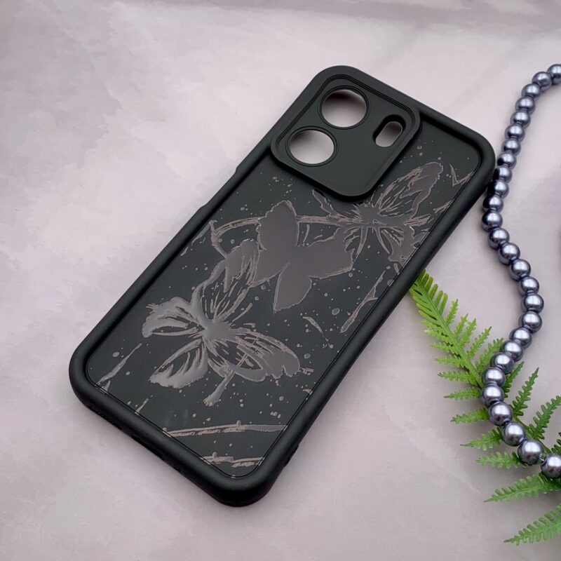قاب گوشی Redmi 13C / Poco C65 شیائومی سیلیکونی Solid Case اورجینال طرح نقاشی پروانه مشکی ضد ضربه محافظ لنز دار کد 62060 - Image 2