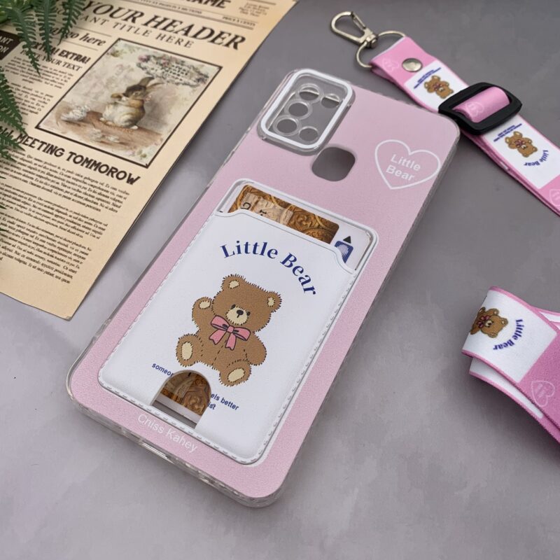 قاب گوشی Galaxy A21S سامسونگ ژله ای جاکارتی بند آویز دار گردنی ایربگ دار ضد ضربه تدی کد 62881 - Image 2