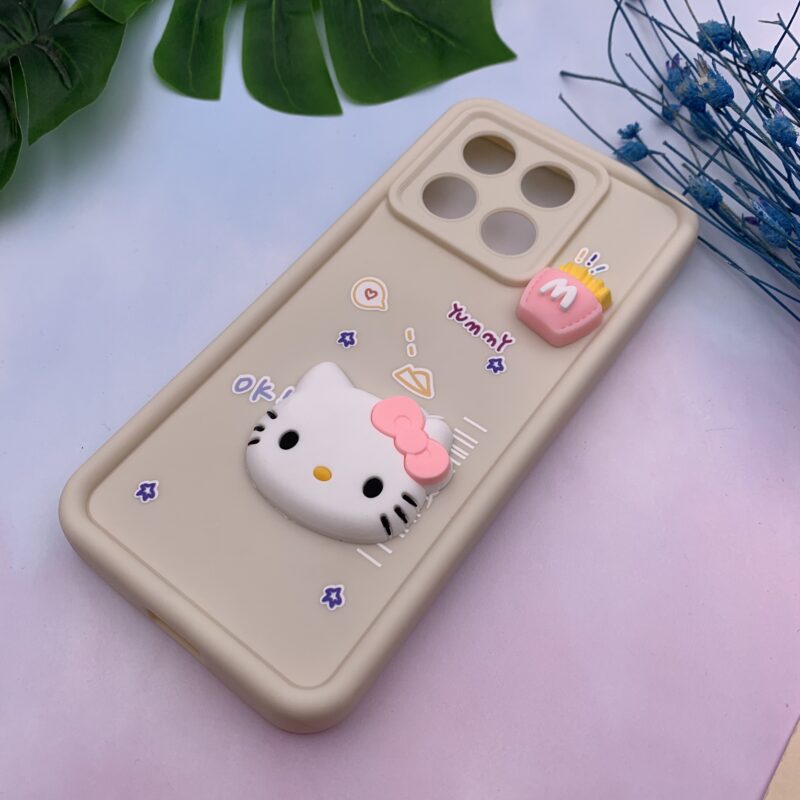قاب گوشی Poco X6 Pro / Redmi K70E شیائومی Solid Case سیلیکونی طرح فانتزی برجسته کیتی محافظ لنز دار کد 75029 - Image 2