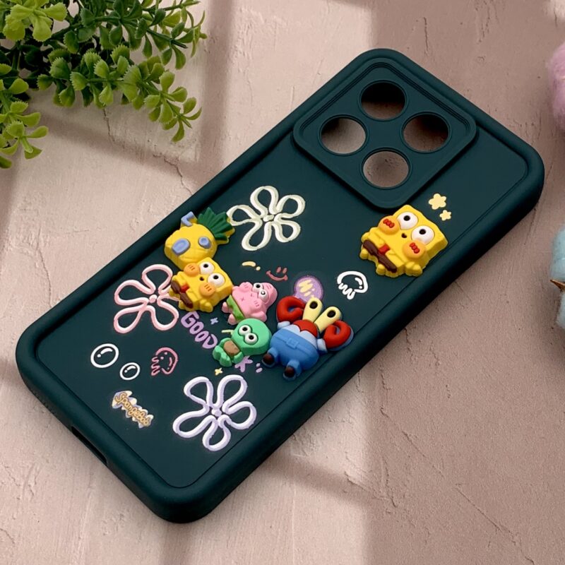قاب گوشی Poco X6 Pro / Redmi K70E شیائومی سیلیکونی Solid Case اورجینال خانواده پاتریک و باب اسفنجی سبز محافظ لنز دار کد 80518 - Image 2