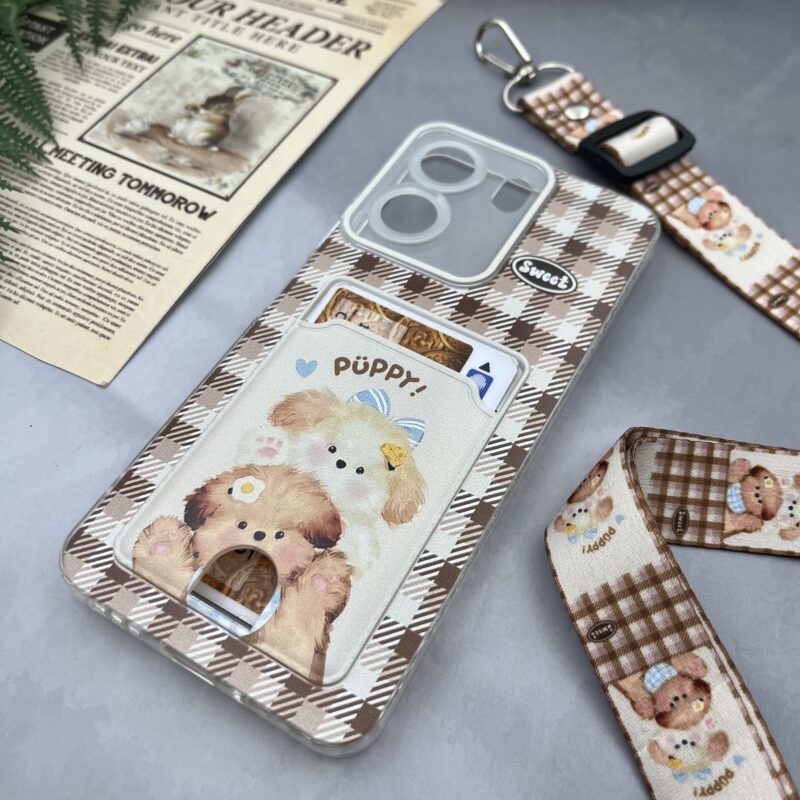قاب گوشی Redmi 13C / Poco C65 شیائومی ژله ای جاکارتی بند آویز دار گردنی ایربگ دار ضد ضربه Puppy Dog کد 82862 - Image 2