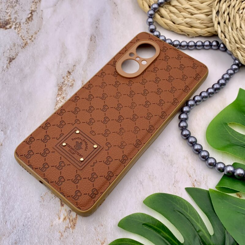 قاب گوشی Huawei Nova 9 SE هوآوی چرمی دور سیلیکونی لاکچری BARBARY محافظ لنز دار عسلی کد 86153 - Image 2