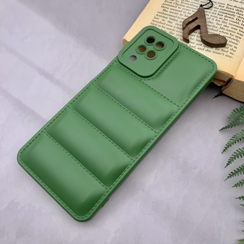 قاب گوشی Galaxy A12 / Galaxy M12 سامسونگ سیلیکونی پافری برجسته محافظ لنز دار سبز کد 89644 - Image 2