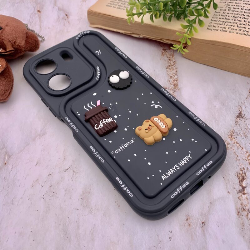 قاب گوشی Redmi 13C / Poco C65 شیائومی سیلیکونی Solid Case منحنی برجسته تدی و میکروب نوک مدادی محافظ لنز دار کد 93179 - Image 2