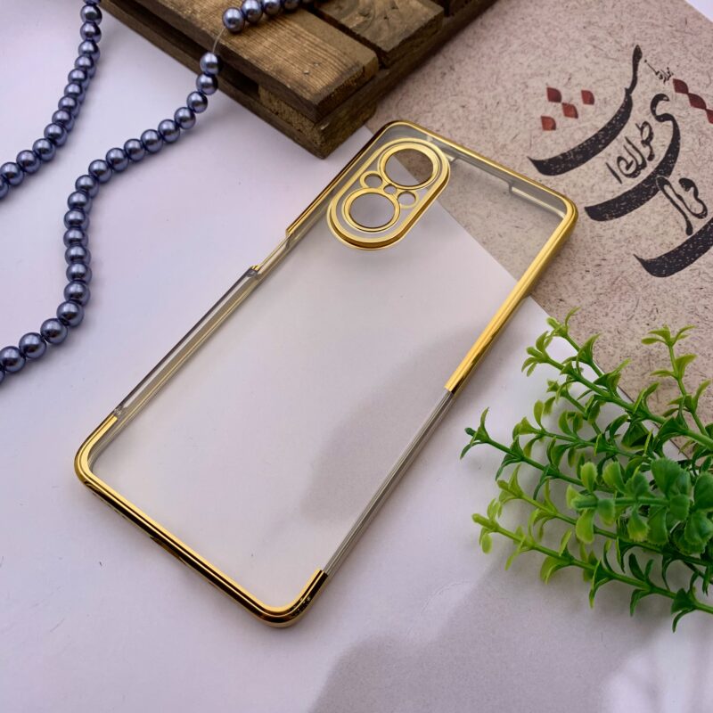 قاب گوشی Huawei Nova 9 SE هوآوی ژله ای الکتروپلیتینگ شفاف محافظ لنز دار طلایی کد 95072 - Image 2