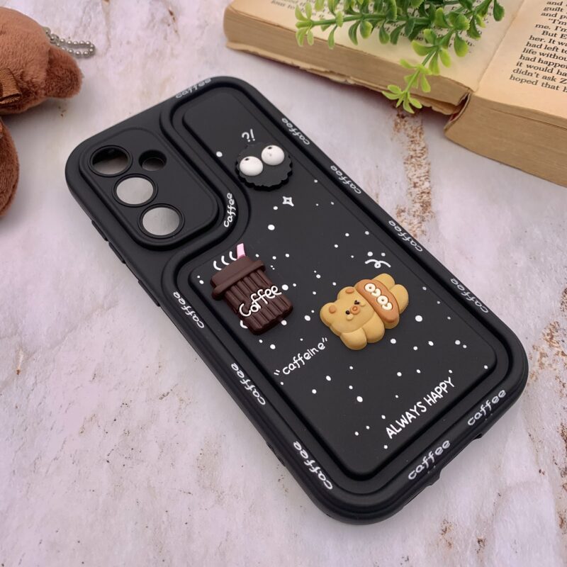 قاب گوشی Galaxy S23 FE سامسونگ سیلیکونی Solid Case منحنی برجسته تدی و میکروب مشکی محافظ لنز دار کد 96920 - Image 2
