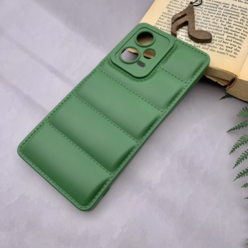 قاب گوشی Redmi Note 12 Pro Plus شیائومی سیلیکونی پافری برجسته محافظ لنز دار سبز کد 97580 - Image 2