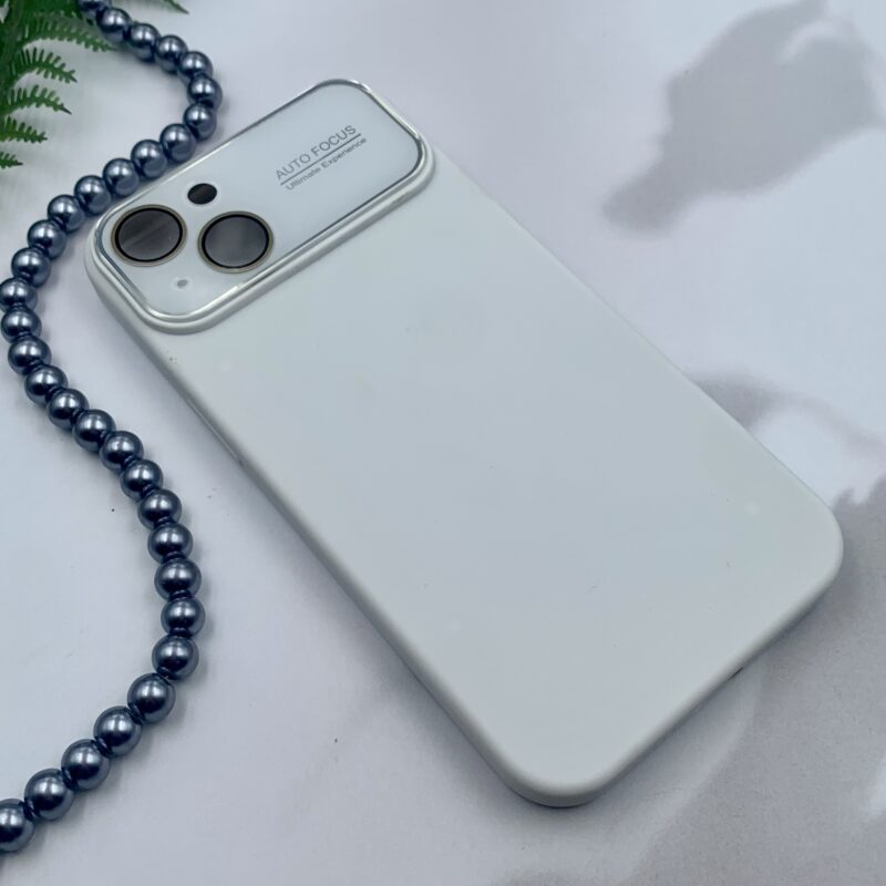 قاب گوشی iPhone 13 آیفون سیلیکونی Camera Lens طرح چرم محافظ لنز دار شیشه ای سفید کد 11120 - Image 2