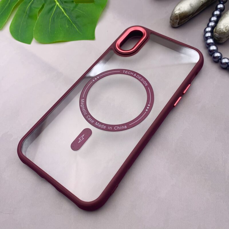 قاب گوشی iPhone X / iPhone XS آیفون شفاف MAGNETIC متال مگ سیف اورجینال زرشکی کد 13124 - Image 2