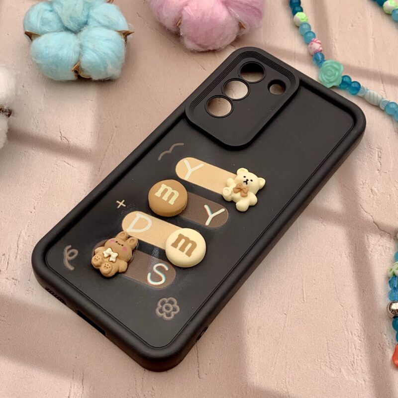 قاب گوشی Galaxy S21 FE سامسونگ Solid Case اورجینال سیلیکونی عروسکی برجسته تدی محافظ لنزدار مشکی کد 19786 - Image 2