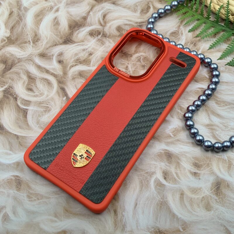قاب گوشی Redmi Note 13 Pro Plus شیائومی Porsche چرمی کربن Case Pro لاکچری قرمز کد 21221 - Image 2
