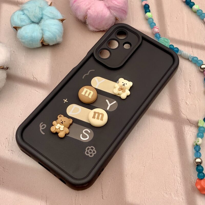 قاب گوشی Galaxy A15 سامسونگ Solid Case اورجینال سیلیکونی عروسکی برجسته تدی محافظ لنزدار مشکی کد 27492 - Image 2