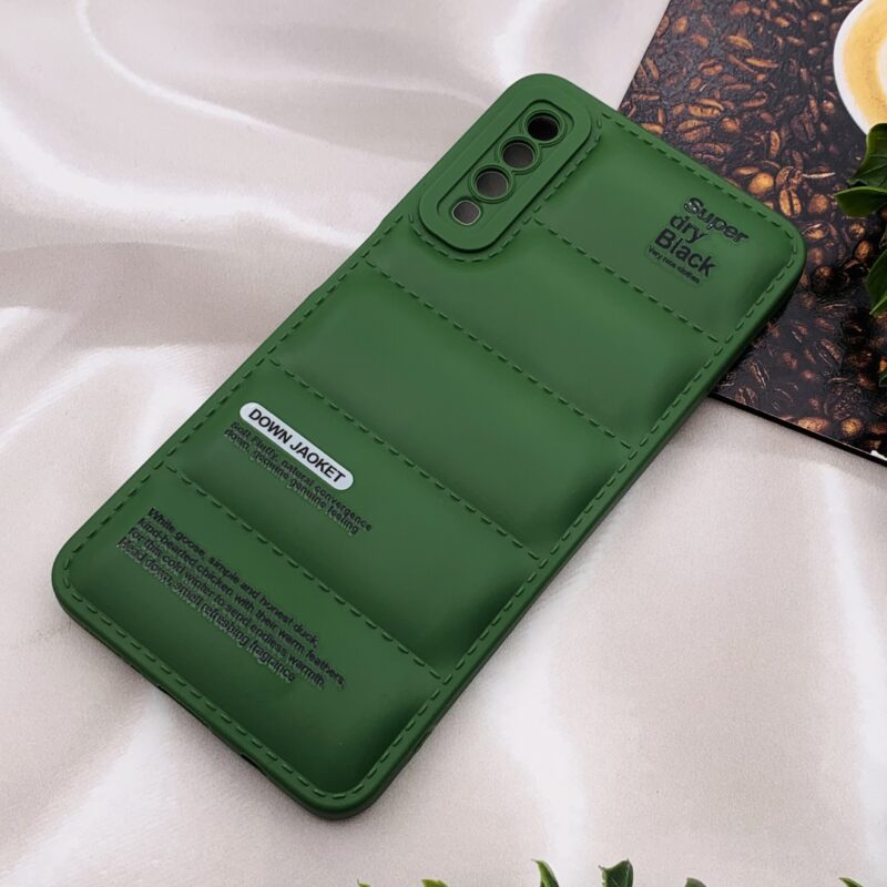 قاب گوشی (Galaxy A7 2018 (A750 سامسونگ سیلیکونی پافری برجسته DOWN JAOKET محافظ لنز دار سبز ارتشی کد 29269 - Image 2