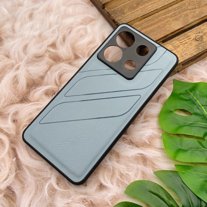 قاب گوشی Redmi Note 13 Pro 5G / Poco X6 شیائومی چرمی دور سیلیکونی LANDA کلاسیک طرح دار طوسی کد 30982 - Image 2