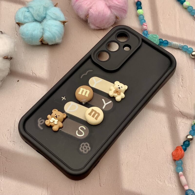 قاب گوشی Galaxy S23 FE سامسونگ Solid Case اورجینال سیلیکونی عروسکی برجسته تدی محافظ لنزدار مشکی کد 33714 - Image 2