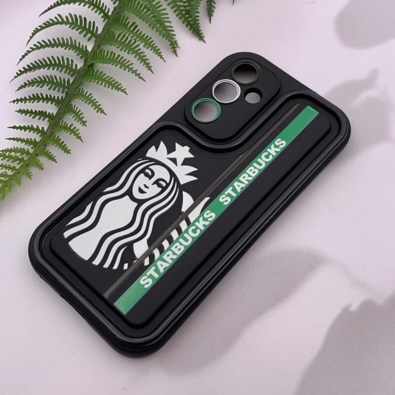 قاب گوشی Galaxy S23 FE سامسونگ سیلیکونی Solid Case منحنی برجسته طرح استارباکس مشکی محافظ لنز دار کد 37158 - Image 2
