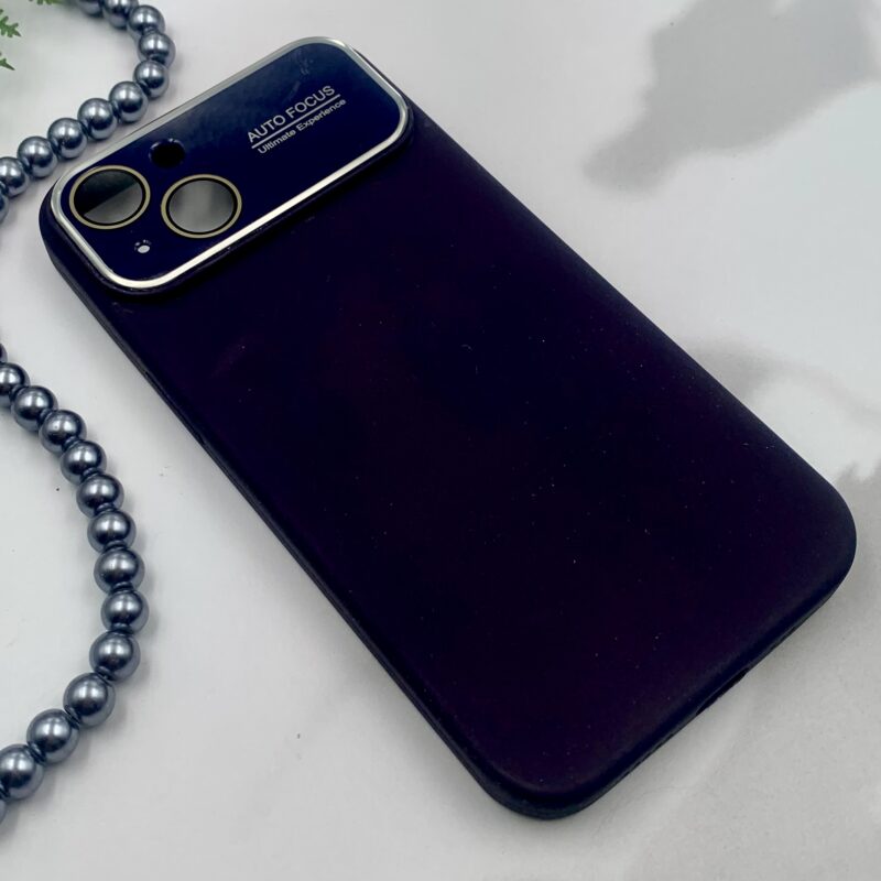 قاب گوشی iPhone 13 آیفون سیلیکونی Camera Lens طرح چرم محافظ لنز دار شیشه ای بنفش تیره کد 39850 - Image 2