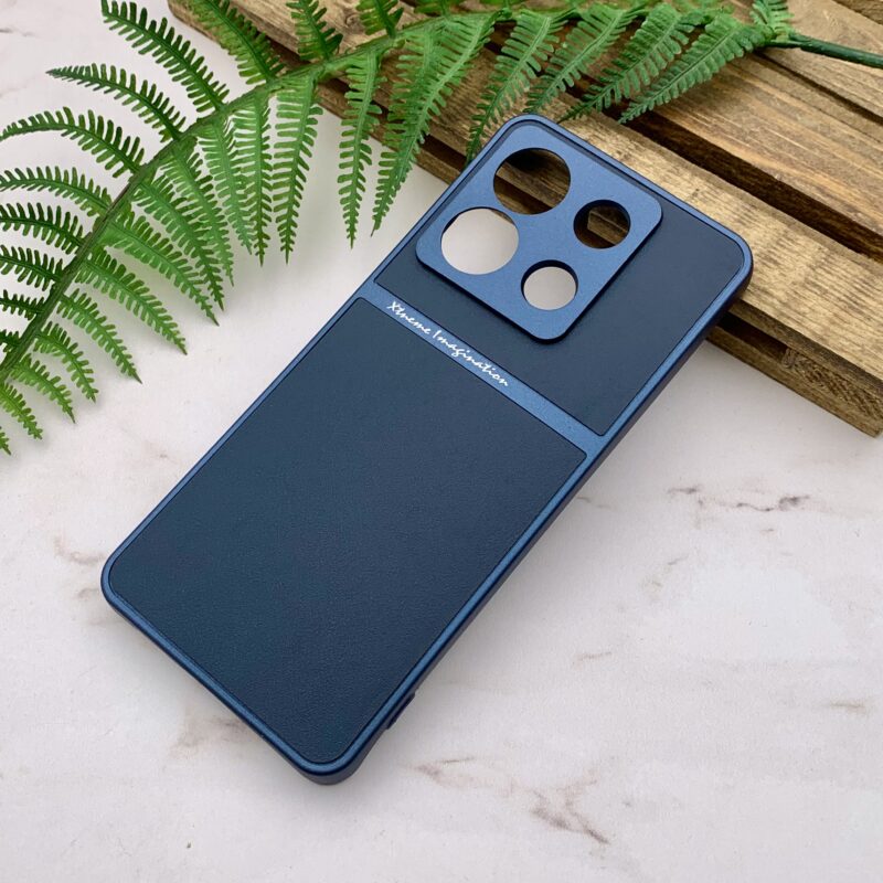 قاب گوشی Redmi Note 13 Pro 5G / Poco X6 شیائومی پشت چرم دور سیلیکونی Extreme Imagination محافظ لنزدار سرمه ای کد 41690 - Image 2