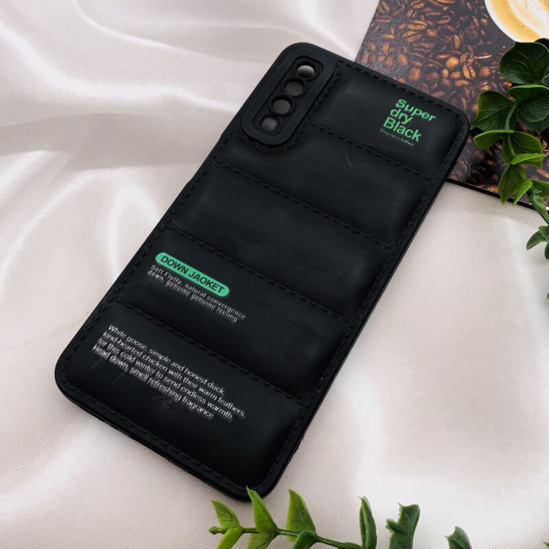 قاب گوشی (Galaxy A7 2018 (A750 سامسونگ سیلیکونی پافری برجسته DOWN JAOKET محافظ لنز دار مشکی کد 49272 - Image 2