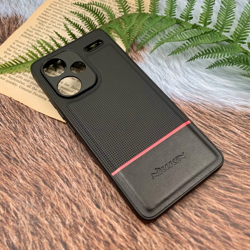 قاب گوشی Redmi Note 13 Pro Plus شیائومی چرمی Nillkin سوزنی دور سیلیکونی محافظ لنز دار مشکی کد 62858 - Image 2