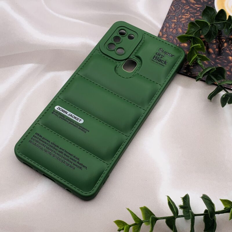 قاب گوشی Galaxy A21S سامسونگ سیلیکونی پافری برجسته DOWN JAOKET محافظ لنز دار سبز ارتشی کد 64657 - Image 2