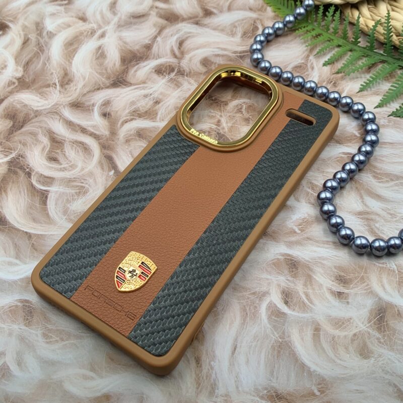 قاب گوشی Redmi Note 13 Pro Plus شیائومی Porsche چرمی کربن Case Pro لاکچری عسلی کد 71983 - Image 2
