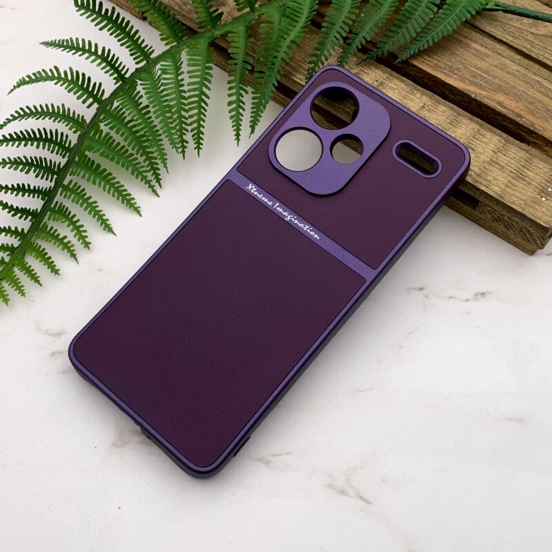 قاب گوشی Redmi Note 13 Pro Plus شیائومی پشت چرم دور سیلیکونی Extreme Imagination محافظ لنزدار بنفش کد 82477 - Image 2