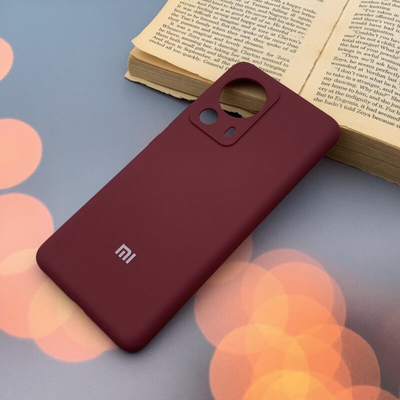 قاب گوشی Xiaomi 13 Lite شیائومی سیلیکونی پاک کنی اورجینال داخل پارچه ای محافظ لنز دار رنگ زرشکی کد 86511 - Image 2