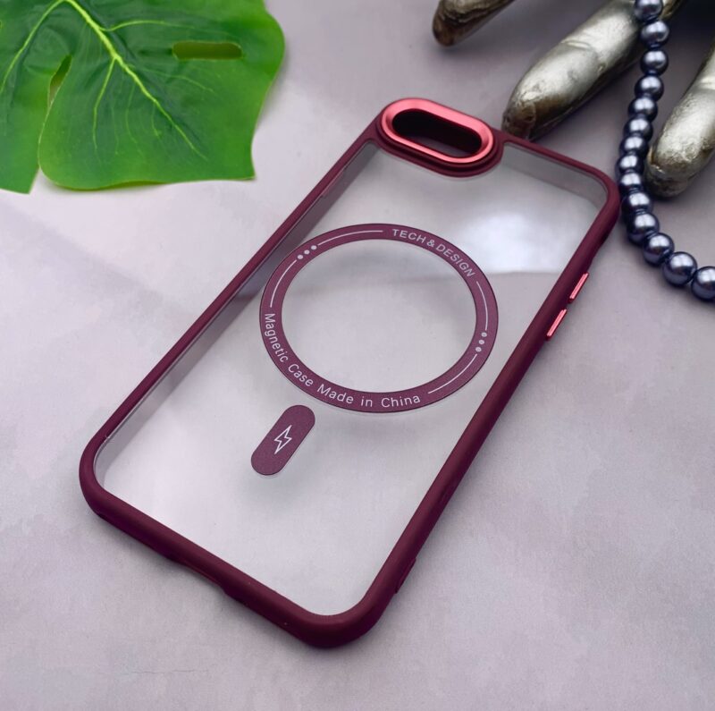 قاب گوشی iPhone 7 / iPhone 8 / iPhone SE 2020 / iPhone SE 2022 آیفون شفاف MAGNETIC متال مگ سیف اورجینال زرشکی کد 89295 - Image 2
