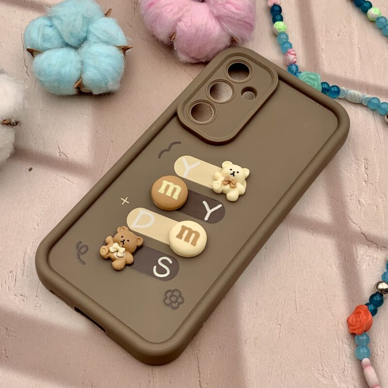 قاب گوشی Galaxy S23 FE سامسونگ Solid Case اورجینال سیلیکونی عروسکی برجسته تدی محافظ لنزدار قهوه ای کد 90008 - Image 2