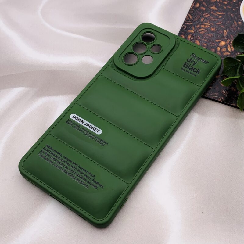 قاب گوشی Galaxy A52 / Galaxy A52S سامسونگ سیلیکونی پافری برجسته DOWN JAOKET محافظ لنز دار سبز ارتشی کد 95286 - Image 2