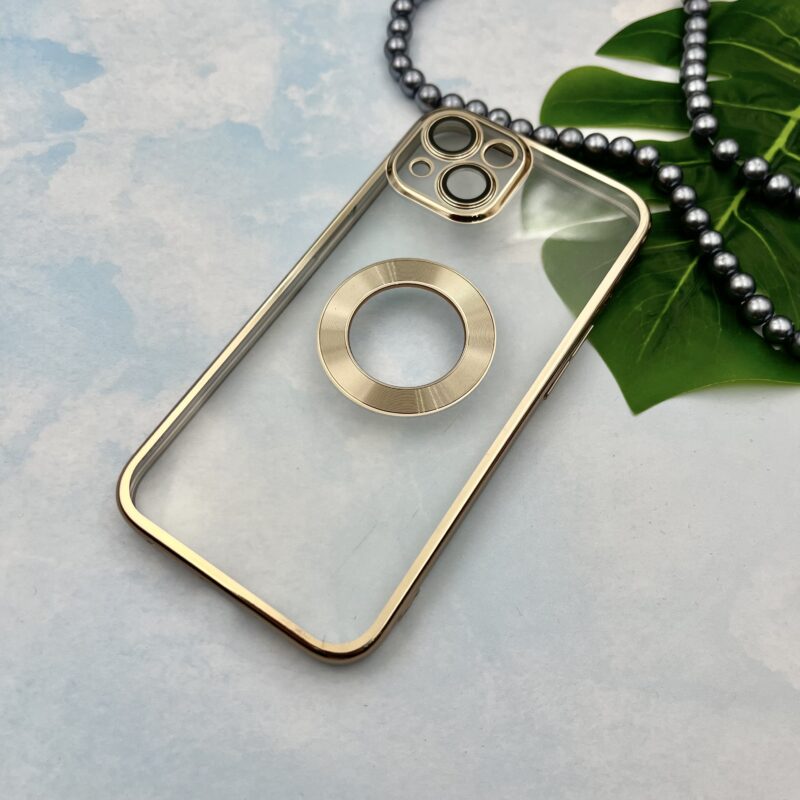 قاب گوشی iPhone 13 آیفون الکتروپلیتینگ شفاف ژله ای مگ سیف محافظ لنز دار شیشه ای طلایی کد 95289 - Image 2