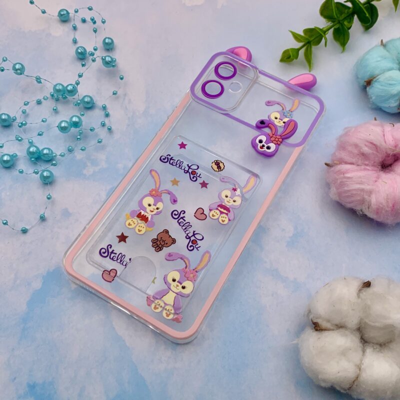 قاب گوشی Galaxy A05 سامسونگ ژله ای عروسکی برجسته گوش دار جاکارتی خرگوش محافظ لنز دار کد 99798 - Image 2