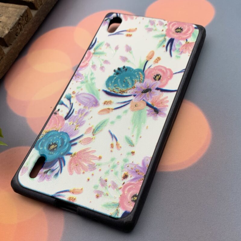 قاب گوشی Huawei P7 هوآوی ژله ای محافظ لنز دار طرح برجسته فانتزی گل کد 14113 - Image 2