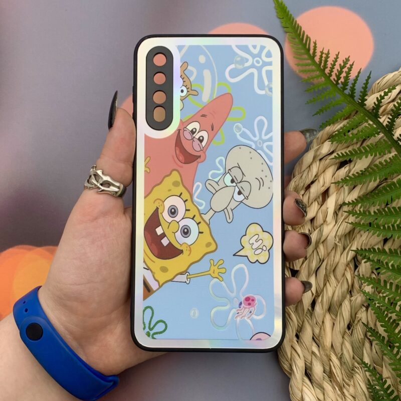 قاب گوشی Galaxy A30S / Galaxy A50S / Galaxy A50 سامسونگ هولوگرامی PVD دور سیلیکونی محافظ لنز دار طرح خانواده باب اسفنجی و پاتریک کد 15800
